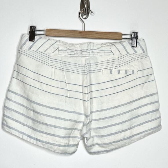 Faherty Womens Striped Linen Shorts Blue White Size Small Nautical Mid Rise - Picture 5 of 6